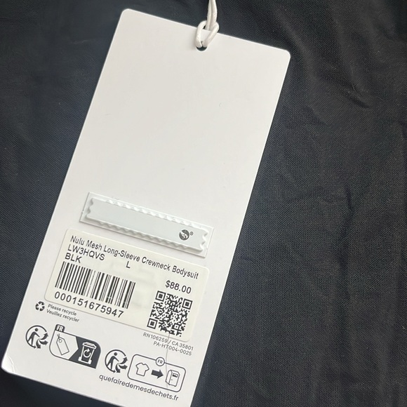 Lululemon Nulu Mesh Long Sleeve Crewneck Bodysuit, Black, NWT - Picture 7 of 7